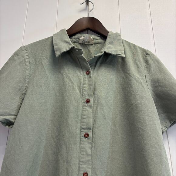 Rhea Bikinis Linen Blend Scandi Beach Shirt‎ Dress Size M Lagenlook Minimalist - Picture 2 of 8